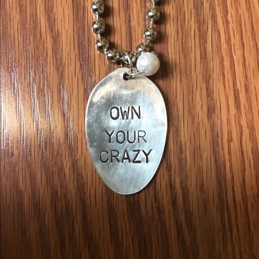 Hand Stamped Spoon Pendant Necklace